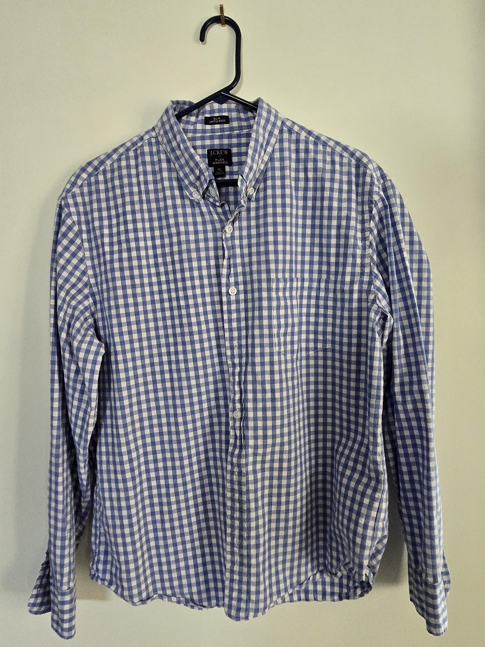 J. Crew Light Blue and White Gingham Button-Down Shirt